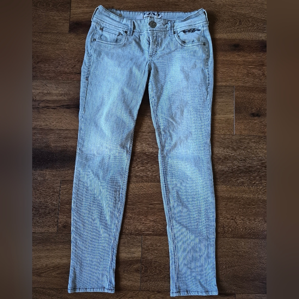 NEW Colcci Made In Brasil Blue Stripe Low Rise Jeans Button Fly US 10 EUR BRA 44